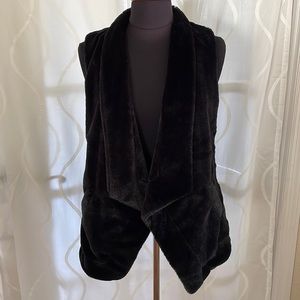 DKNY Black Faux Fur Vest